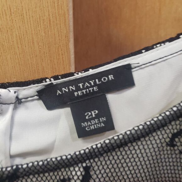 Vintage Ann Taylor 3-4 sleeves, boat neckline black lace over ivory top Sz 2P - Picture 6 of 6